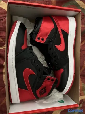zapatos para hombre - Nike Air Jordan 1 High 'Satin Bred' Red Black Sneakers size 8 hombre o Women’9.5 2