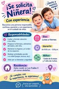 se busca niñera 