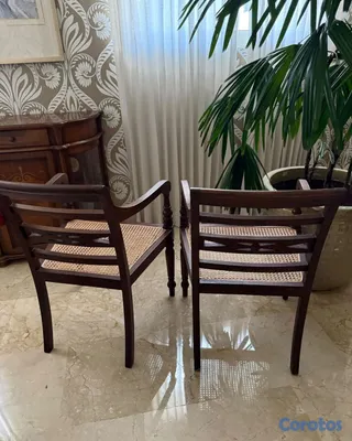muebles y colchones - 2 Butacas caoba pajilla Ilumel coloniales 5