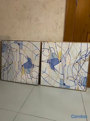 decoración y accesorios - 2 Cuadros con bordes dorados  3