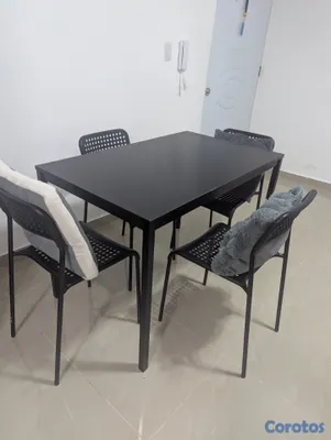 muebles y colchones - Mesa de 4 sillas negra 3