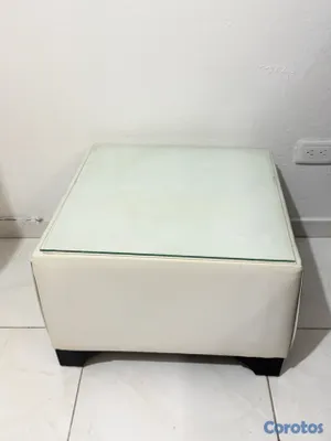 muebles y colchones - 2 muebles en forma de L y mesita. tela leder blanco  2