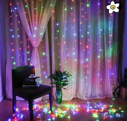 decoración y accesorios - 
Cortinas de Luces Navideña de 3 Metros de Largo Multicolor, Amarillo Cálido y B 2