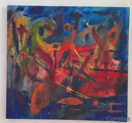 arte y antigüedades - Pintura abstracta en óleo y dibujo en acrílica  2