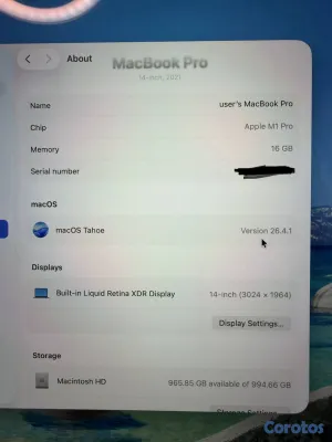 computadoras y laptops - macbook pro 2021 M1 pro 16/1TB 4