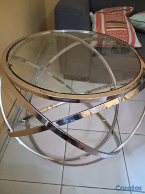 muebles y colchones - Vendo dos mesas de cristal  y doradas  para sala decorativa 3