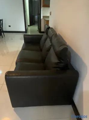 muebles y colchones -  sofa 3 puestos en piel negro  3