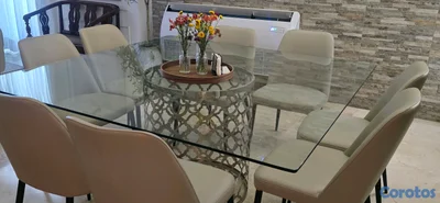 Mesa Cuadrada con Cristal Templado 62"