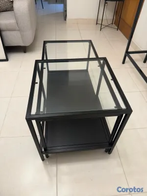 muebles y colchones - Repisa y mesa de centro de hierro con tope de cristal. Ambas como nuevas.  7