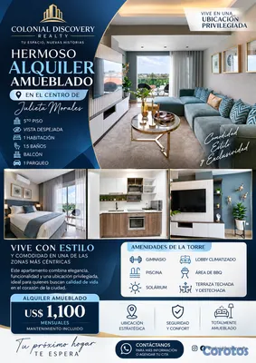 apartamentos - Hermosa Apartamento de 1 habitación en Julieta Morales 1.5Baños 1Parqueo Gym  11