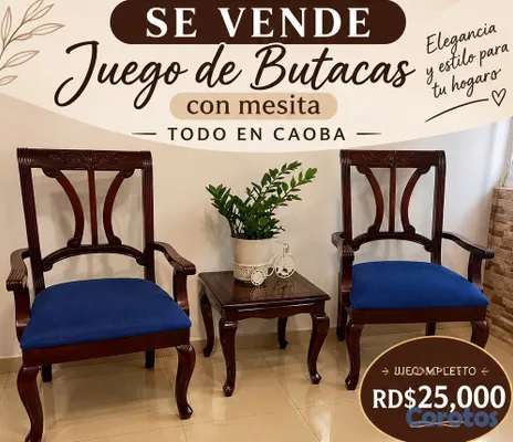 muebles y colchones - Juego de butacas de caoba con mesa de centro  4