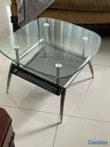 Mesa de Centro de Cristal y Metal 