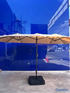 sombrilla de patio exterior extra grande de triple cabeza 