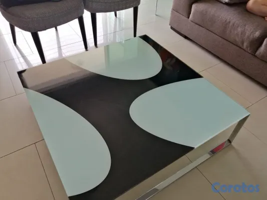 muebles y colchones - Mesa de cristal y acero inoxidable.  3