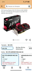 Tarjeta gráfica MSI (RX 570 ARMOR MK2 8GB GDRR5 edición especial)