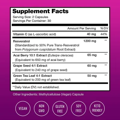 Salud y Equipamiento Médico - Resveratrol 60 Cap Nutrachamps - U - Unidad A $3315 2