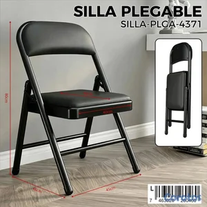 Silla plegable negra con asiento y respaldo