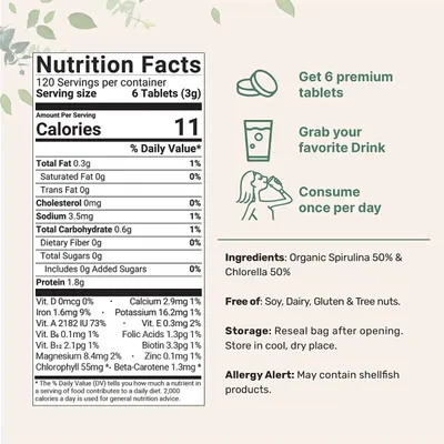 Salud y Equipamiento Médico - Chlorella Espirulina 3000 Mg Por Porcion 720 Tabletas 2