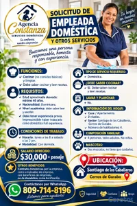 AGENCIA SOLICITA DOMÉSTICAS COMPLETAS CUIDADO ADUL