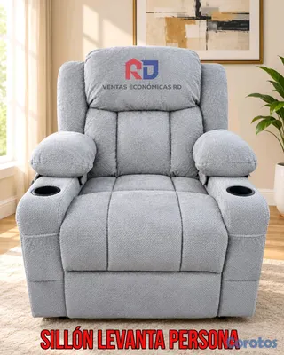 muebles y colchones - Sillón Levanta Persona Reclinable con Portavasos - Gris O marron / Nuevo 2