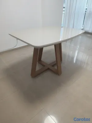 muebles y colchones - Mesa de comedor de 4 sillas con tope de cristal 4