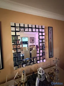 Espejo de pared cuadrado moderno con marco de bloq