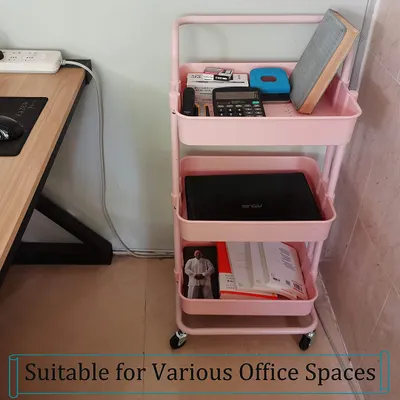 decoración y accesorios - Carrito con ruedas de 3 bandejas ideal cocina maquilladoras carro  organizador 9
