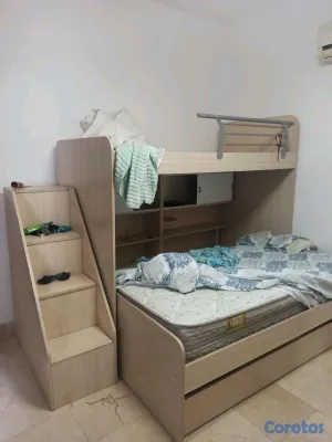 muebles y colchones - camarote triple 

tamaño: twin, full y twin con colchones memory 2