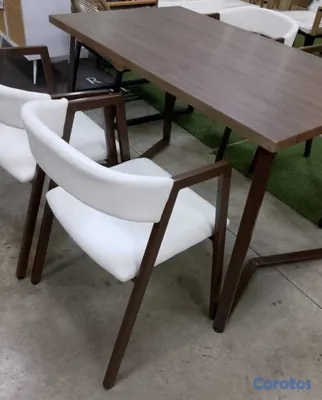 muebles y colchones - Mesa de comedor para 4 sillas tope de madera y pat 2