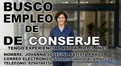  estoy buscando empleo de conserje o cocinera 