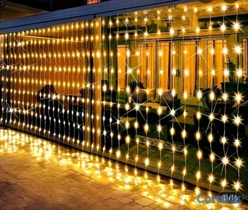 Malla de Luces Navideña 3 Metros por 2 Metros, multicolor , amarillo cálido y bl