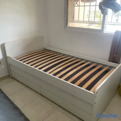 muebles y colchones - cama twin doble con barandilla incluida  5