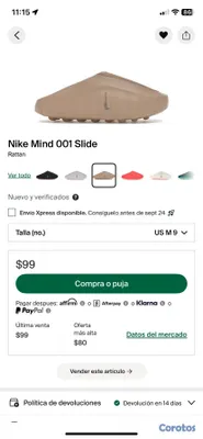 zapatos unisex - Se vende Nike Mind 001 Slide Size 9 nuevas  11