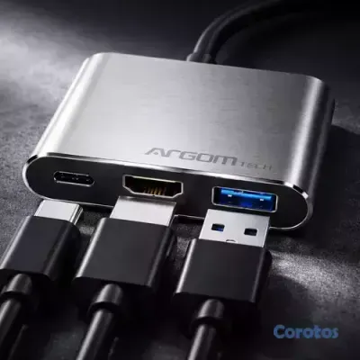 accesorios para electronica - HUB ADAPTADOR USB ARGOM TYPE C , 3 EN 1, USB TYPE-C, 1X HDMI 4K, 1X USB 3.0 2