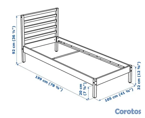 muebles y colchones - Camas Twin IKEA Tarva  Pino con Colchones 4