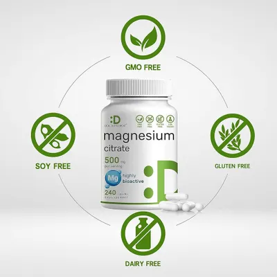 Salud y Equipamiento Médico - Deal Suplemento Citrato De Magnesio 500mg, 240 Cápsulas | Ol 3