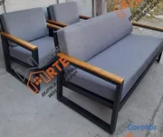 muebles y colchones - muebles de metal y madera combinada 