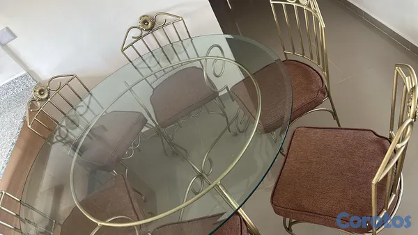 muebles y colchones - Elegante Juego de Comedor Dorado de 6 Sillas en Hi 2