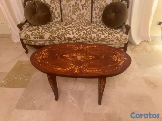 muebles y colchones - Mesa de Centro Ovalada Clásica con Marquetería 2
