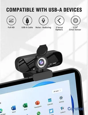 camaras y audio - Cámara web Tewiky Full HD 1080P con micrófono inte 5