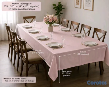 Mantel rosado nuevo en su empaque. 