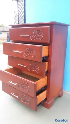 muebles y colchones - Biuro de cinco gavetas en madera color caoba 🟤  2