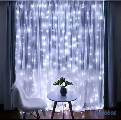 decoración y accesorios - Cortina LED 3/6 M, 8 modos de luces con control remoto. Decoración de navidad  2
