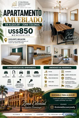 apartamentos - APARTAMENTO AMUEBLADO EN ALQUILER – ZONA COLONIAL  7