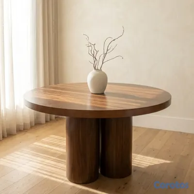 decoración y accesorios - Mesa comedor redonda madera maciza 6 puestos 149cm 7
