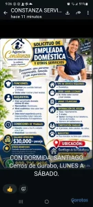 AGENCIA SOLICITA DOMÉSTICAS COMPLETAS CUIDADO ADUL