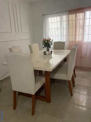 muebles y colchones - Comedor de 6 sillas de mármol y roble brasileño  5
