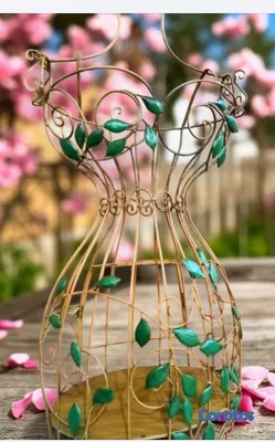 decoración y accesorios - Adorno escultura decorativa en hierro con hojas verdes –  6