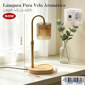 Lampara para vela de pantalla cilindrica