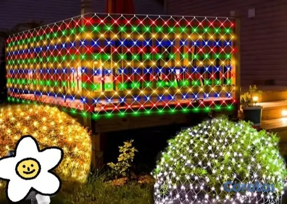 decoración y accesorios - Malla de Luces Navideña 3 Metros por 2 Metros, multicolor , amarillo cálido y bl 3